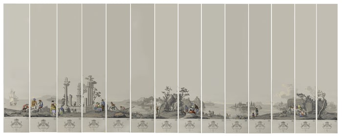 A Complete Set of Fourteen Zuber et Cie. La Cote de Villefranche Wallpaper Panels