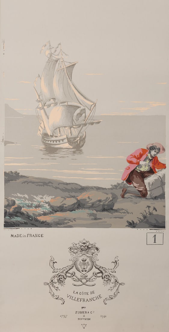 A Complete Set of Fourteen Zuber et Cie. La Cote de Villefranche Wallpaper Panels - 3