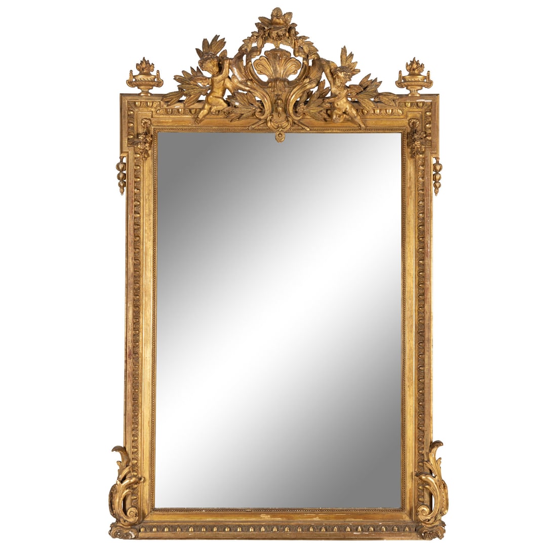 A French Giltwood Mirror: A French Giltwood Mirror 19th Century Height 79 x width 52 1/2 x depth 12 1/2 inches. This lot is located in Chicago.