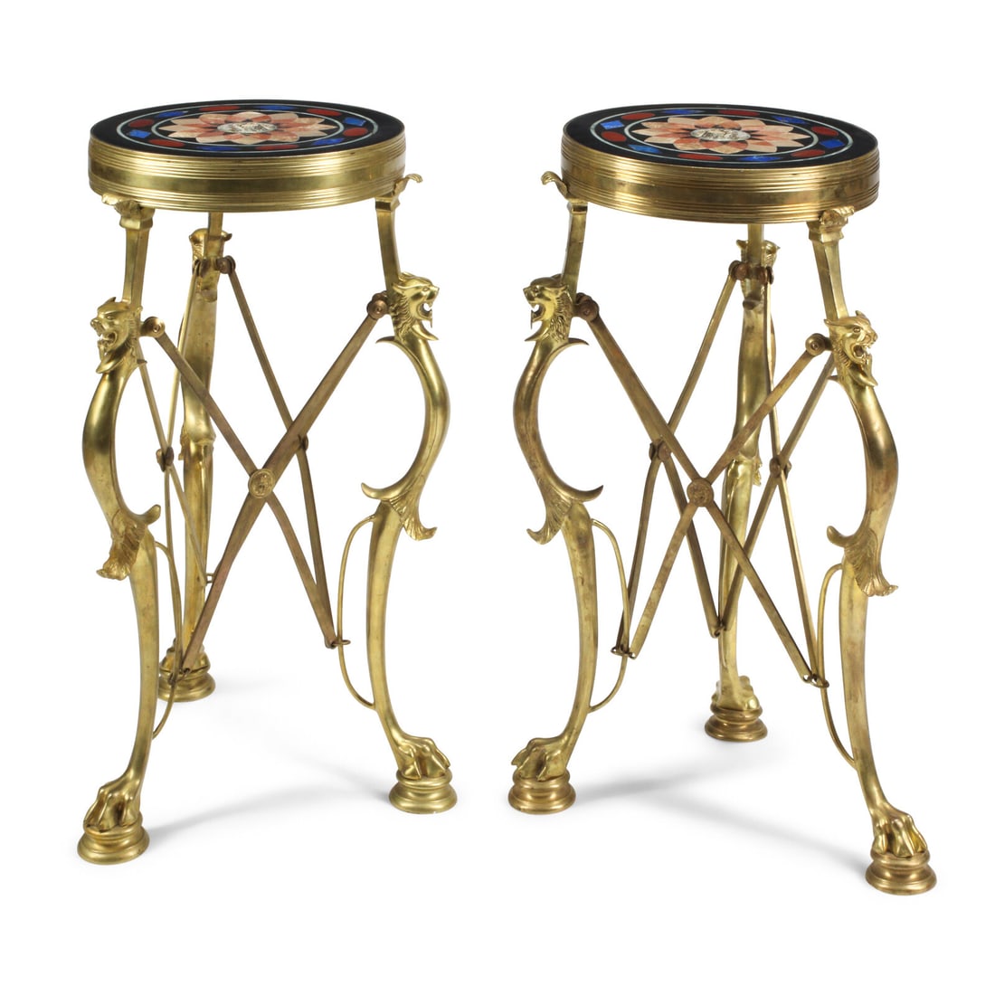 A Pair of French Neoclassical Style Gilt Bronze, Specimen Marble and Micromosaic Tables (1 of 3)