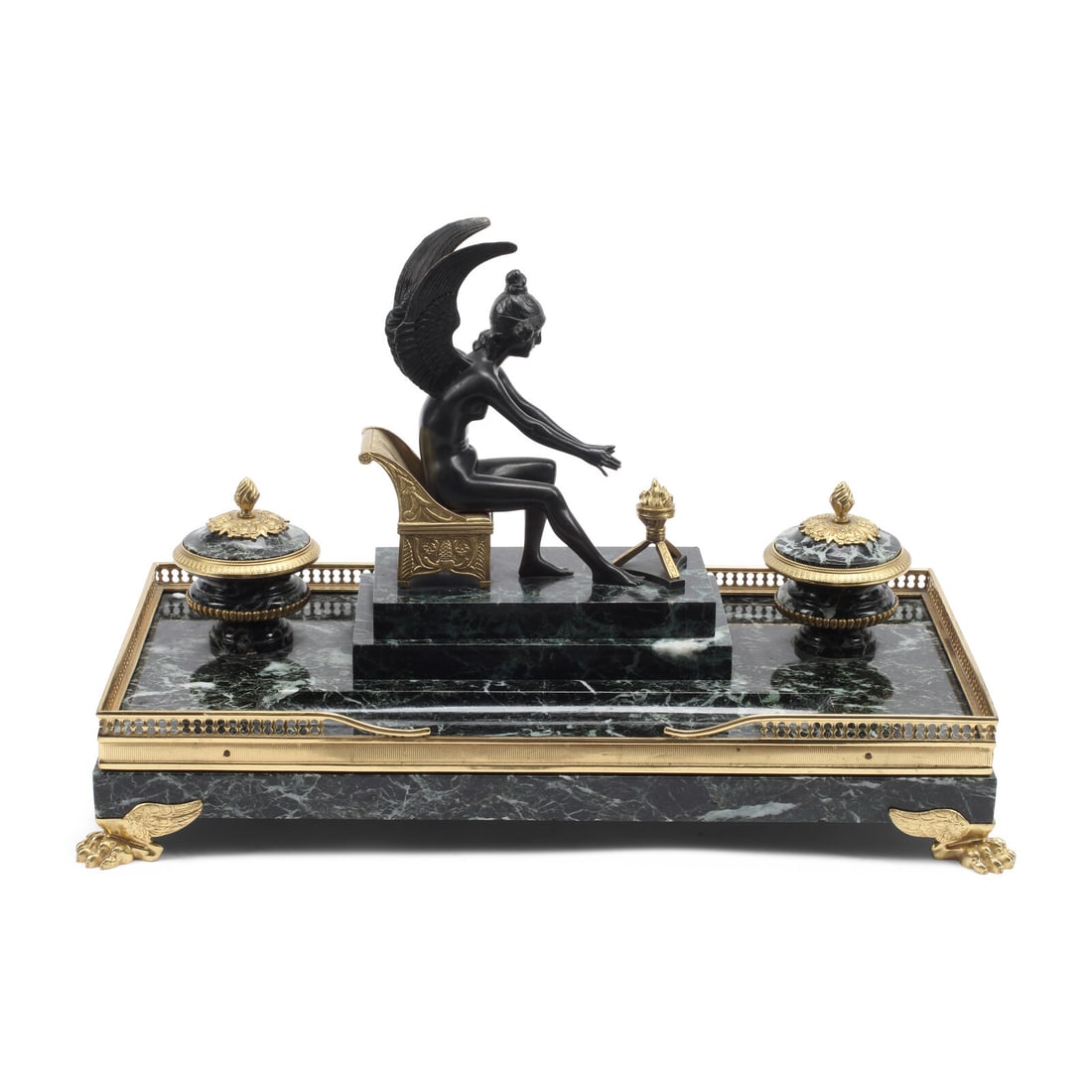 A French Gilt Bronze and Marble Inkwell (1 of 3)