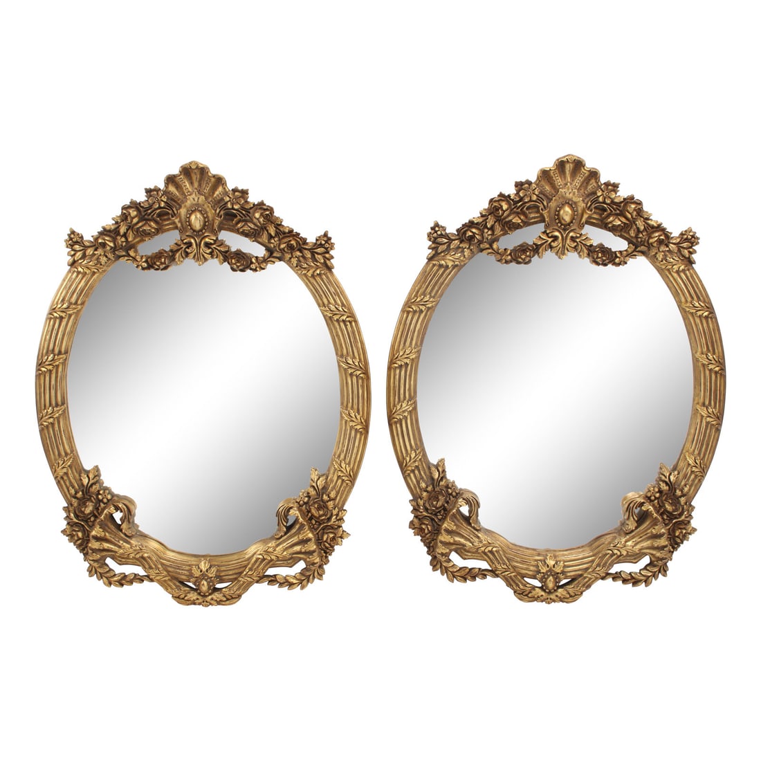 A Pair of Italian Neoclassical Style Giltwood Mirrors: A Pair of Italian Neoclassical Style Giltwood Mirrors 20th Century Height 46 x width 35 inches. This lot is located in Chicago.