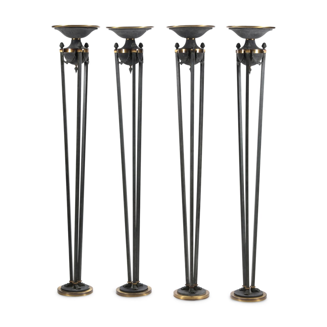 A Set of Four Neoclassical Style Patinated Brass Torchères (1 of 3)