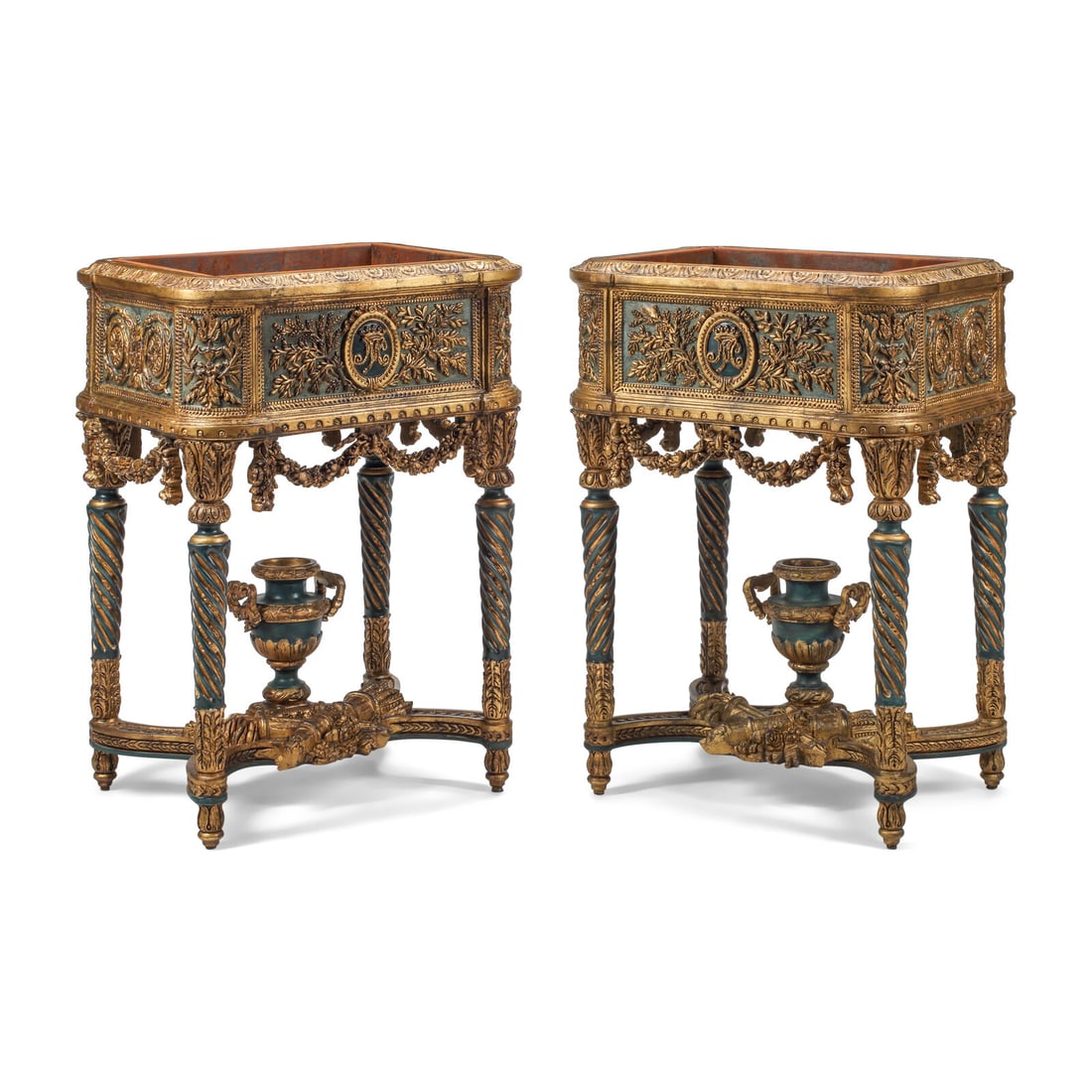 A Pair of Italian Neoclassical Style Painted and Parcel-Gilt Jardinières (1 of 4)