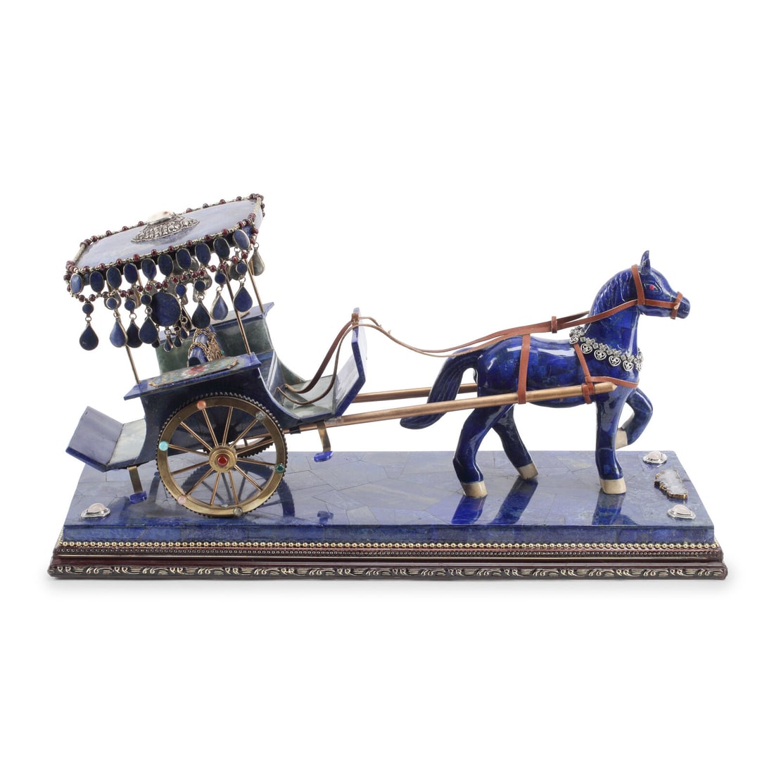 A Jeweled Lapis Lazuli Model of a Chariot and Horse (1 of 3)