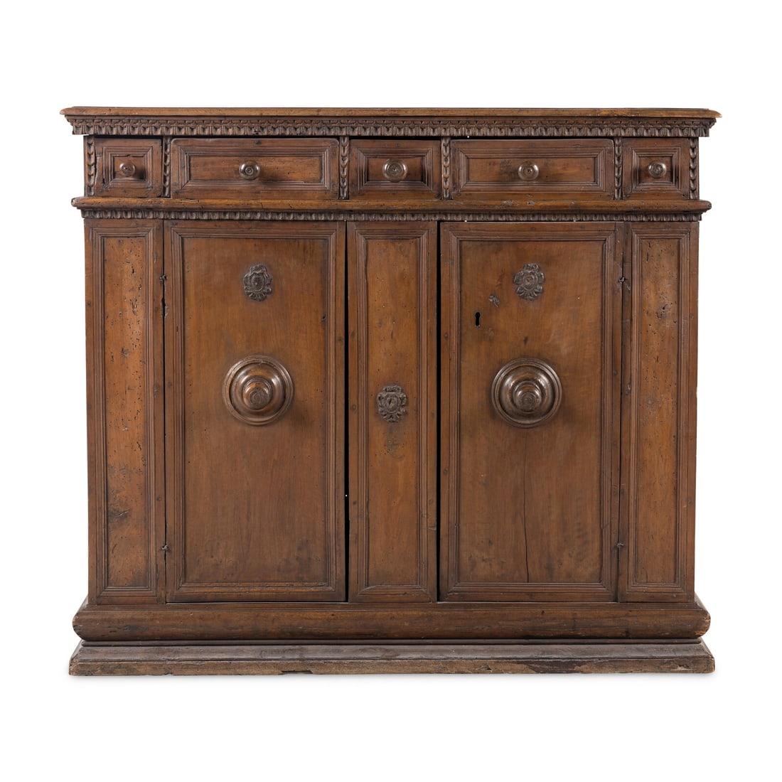 A Spanish Walnut Console Cabinet: A Spanish Walnut Console Cabinet 17th/18th Century Height 50 x width 57 x depth 20 inches. Property from the University of Arizona Museum of Art, Sold to Benefit the Acquisitions and Collections Care
