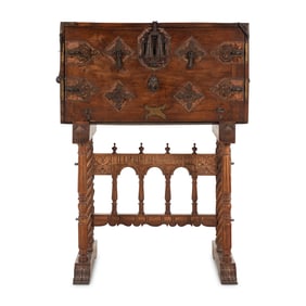A Spanish Walnut Vargueño and Stand