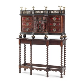 A Spanish Baroque Vargueño and Stand