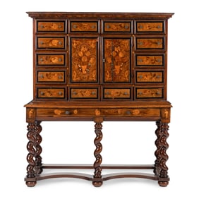 A Flemish Marquetry Cabinet on Stand