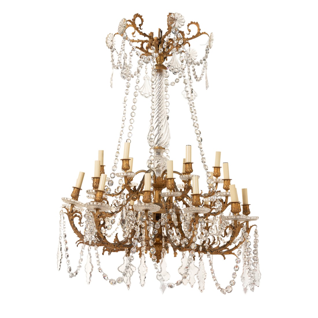 A Continental Gilt Bronze and Cut Glass Chandelier (1 of 3)