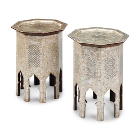 A Pair of Levantine Mother-of-Pearl Inlaid Octagonal Tables