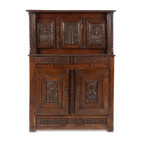 A Jacobean Carved Oak Cupboard