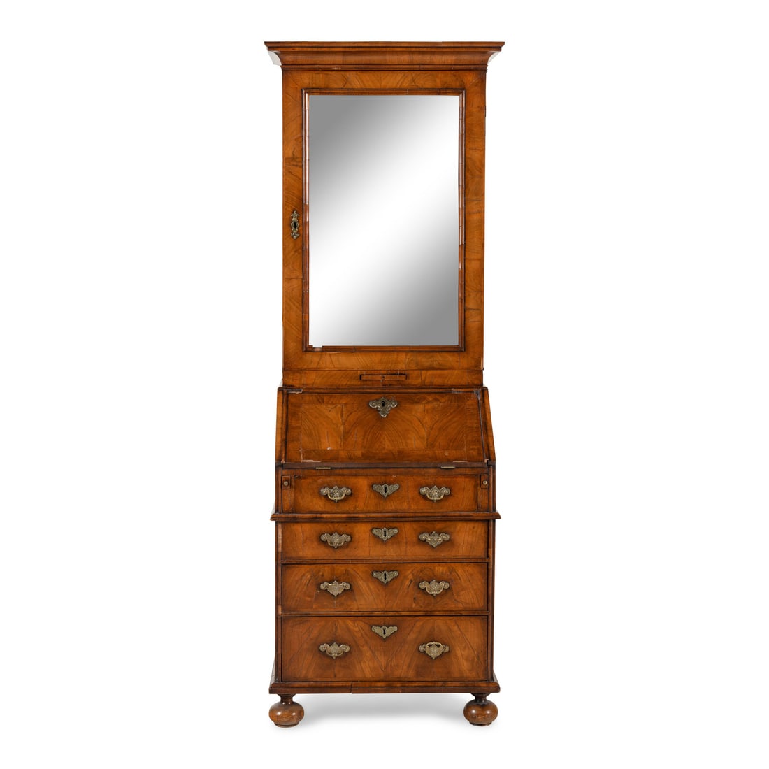 A George II Walnut Secretary Bookcase: A George II Walnut Secretary Bookcase 18th Century Height 77 1/2 x width 25 3/4 x depth 19 inches. Property from the Estate of George Burrows, Illinois This lot is located in Chicago. Provenance: Doro