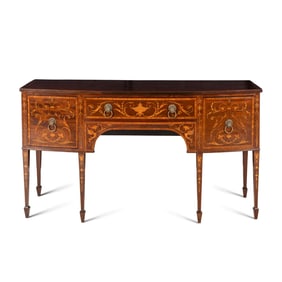 A Late George III Inlaid Mahogany Bow-Front Sideboard