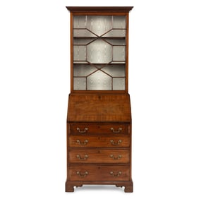 A George III Style Mahogany Bureau Bookcase