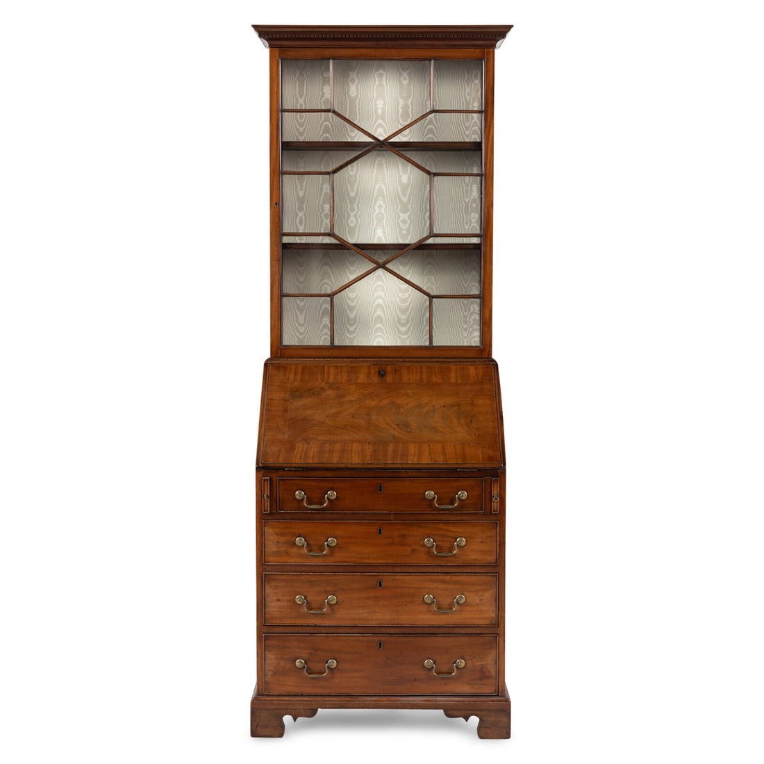 A George III Style Mahogany Bureau Bookcase: A George III Style Mahogany Bureau Bookcase 19th Century Height 80 x width 27 3/4 x depth 18 1/4 inches. Property from a Private Collector, Chicago, Illinois This lot is located in Chicago. Provenance