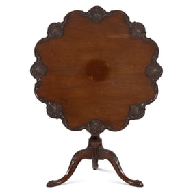 A George III Shell-Carved Mahogany Tilt-Top Table