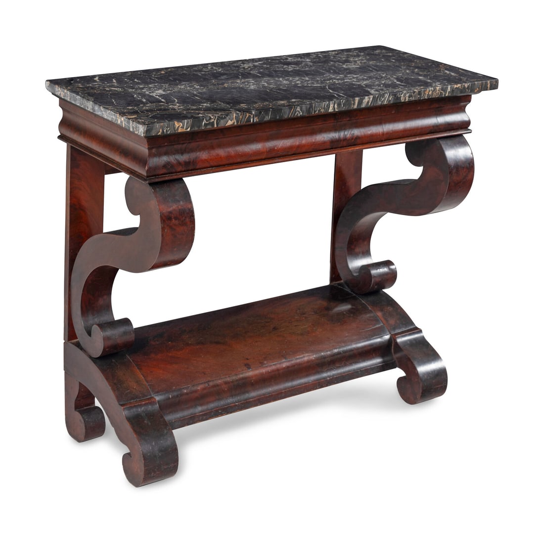 A Classical Mahogany Marble-Top Console Table - 2