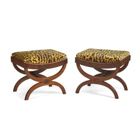 A Pair of Classical Mahogany Curule-Form Stools