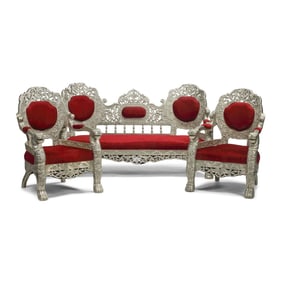 An Anglo-Colonial Style Metal-Clad Seating Suite