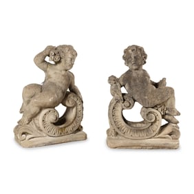 A Pair of Cast Stone Garden Ornaments