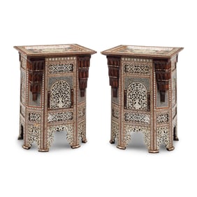 A Pair of Levantine Marquetry Side Tables