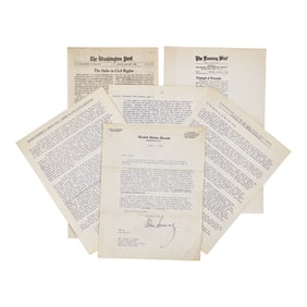 [African-Americana] Kennedy, John F. Typed Document and Three Mimeographed Sheets