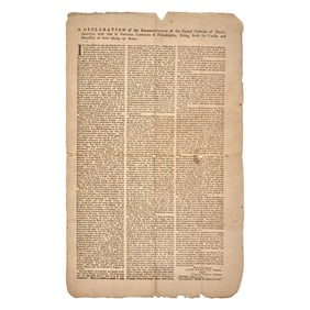 [American Revolution] (Dickinson, John, and Thomas Jefferson). A Declaration of the Representatives