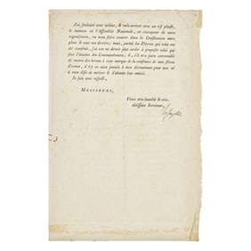 [American Revolution] [Lafayette, Marquis de] Printed Document, signed