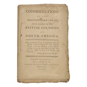 [American Revolution] (Robinson, Matthew, 2nd Baron Rokeby). Considerations on the Measures Carrying