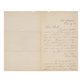 [Art] Eakins, Thomas. Autograph Letter, signed and initialed