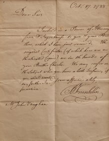[Franklin, Benjamin] Franklin, Benjamin. Autograph Letter, signed