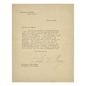 [Presidential] Coolidge, Calvin. Typed Letter, signed