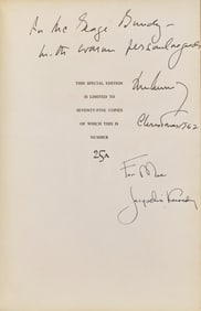 [Presidential] Kennedy, John F., and Jackie Kennedy. The White House... Presentation Copy to