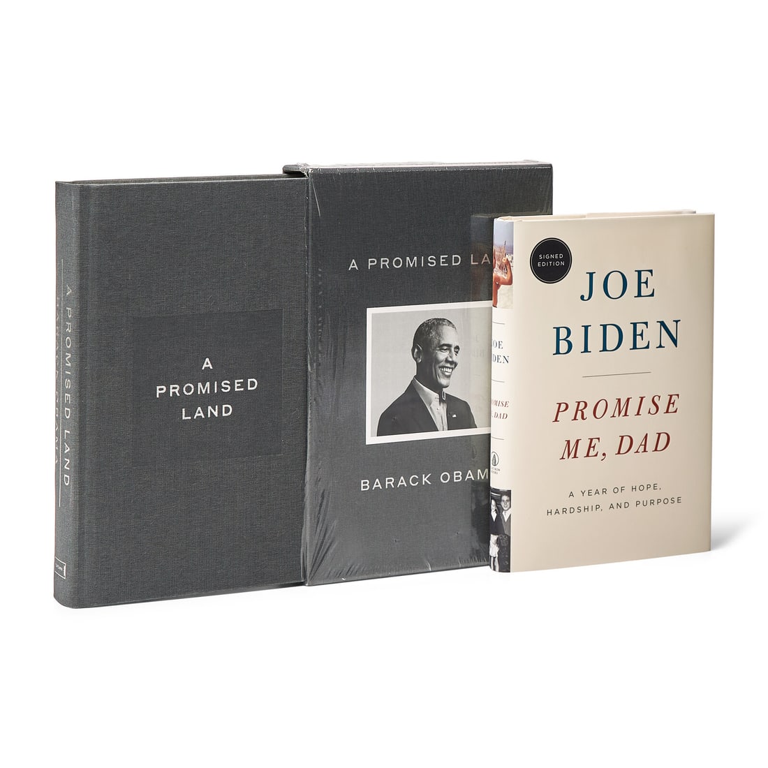 [Presidential] [Obama, Barack, and Joe Biden] Group of 2 Signed Titles: [Presidential] [Obama, Barack, and Joe Biden] Group of 2 Signed Titles Obama, Barack A Promised Land New York: Crown Books, (2020). First edition. Signed by Obama front blank. 8vo. Original grey