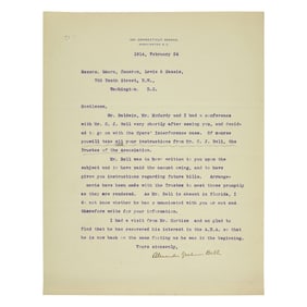 [Science & Medicine] Bell, Alexander Graham. Typed Letter, signed