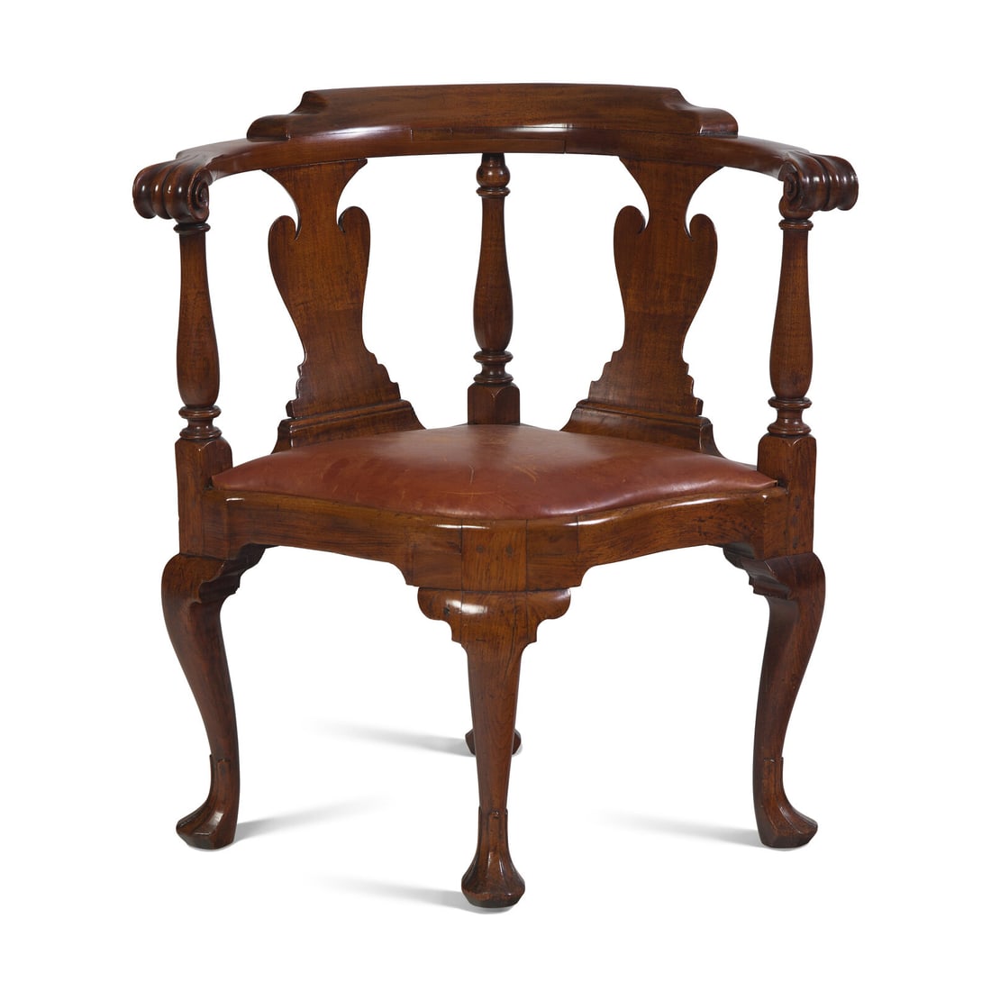 A Queen Anne Walnut Corner Chair