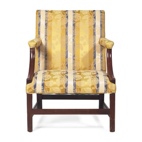 A Federal Mahogany Upholstered Lolling Chair