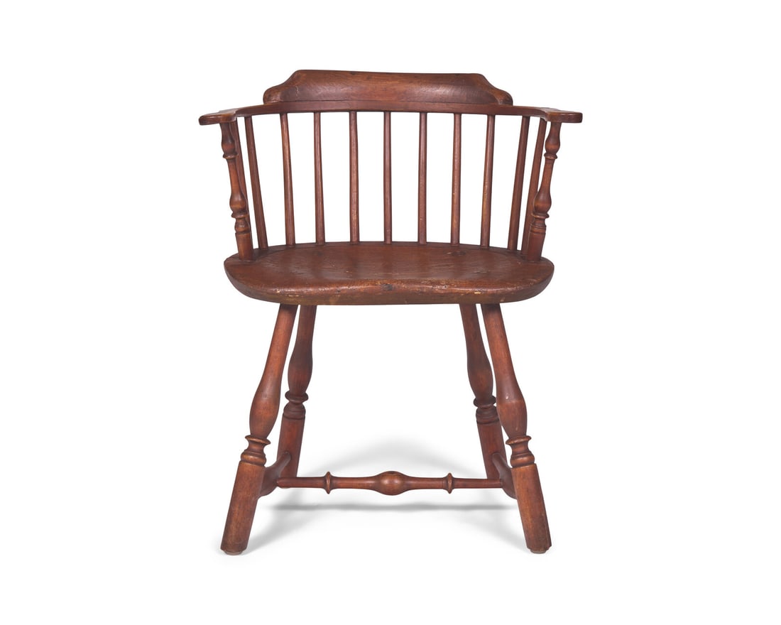 A Low-Back Windsor Armchair: A Low-Back Windsor Armchair Late 18th Century Height 29 x width 24 1/4 x depth 15 inches. This lot is located in Philadelphia. Provenance: David Stockwell, Inc., Wilmington, Delaware.