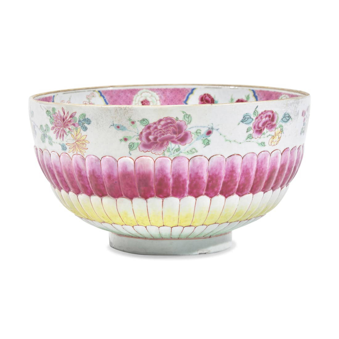 A Chinese Export Porcelain Pink Lotus Punch Bowl