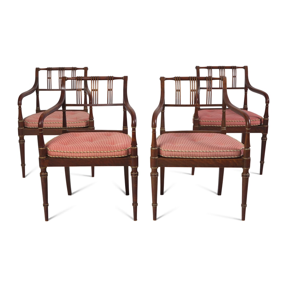 A Set of Four Regency Style Paint-Decorated Fruitwood Open Armchairs (1 of 5)