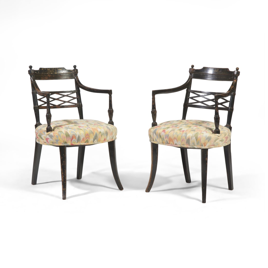 A Pair of Regency Ebonized and Grisaille-Decorated Armchairs (1 of 7)