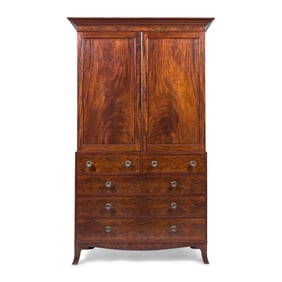 A Federal Figured Mahogany Linen Press