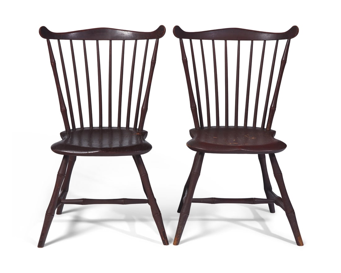 A Pair of Red-Painted Fan-Back Windsor Side Chairs (1 of 4)