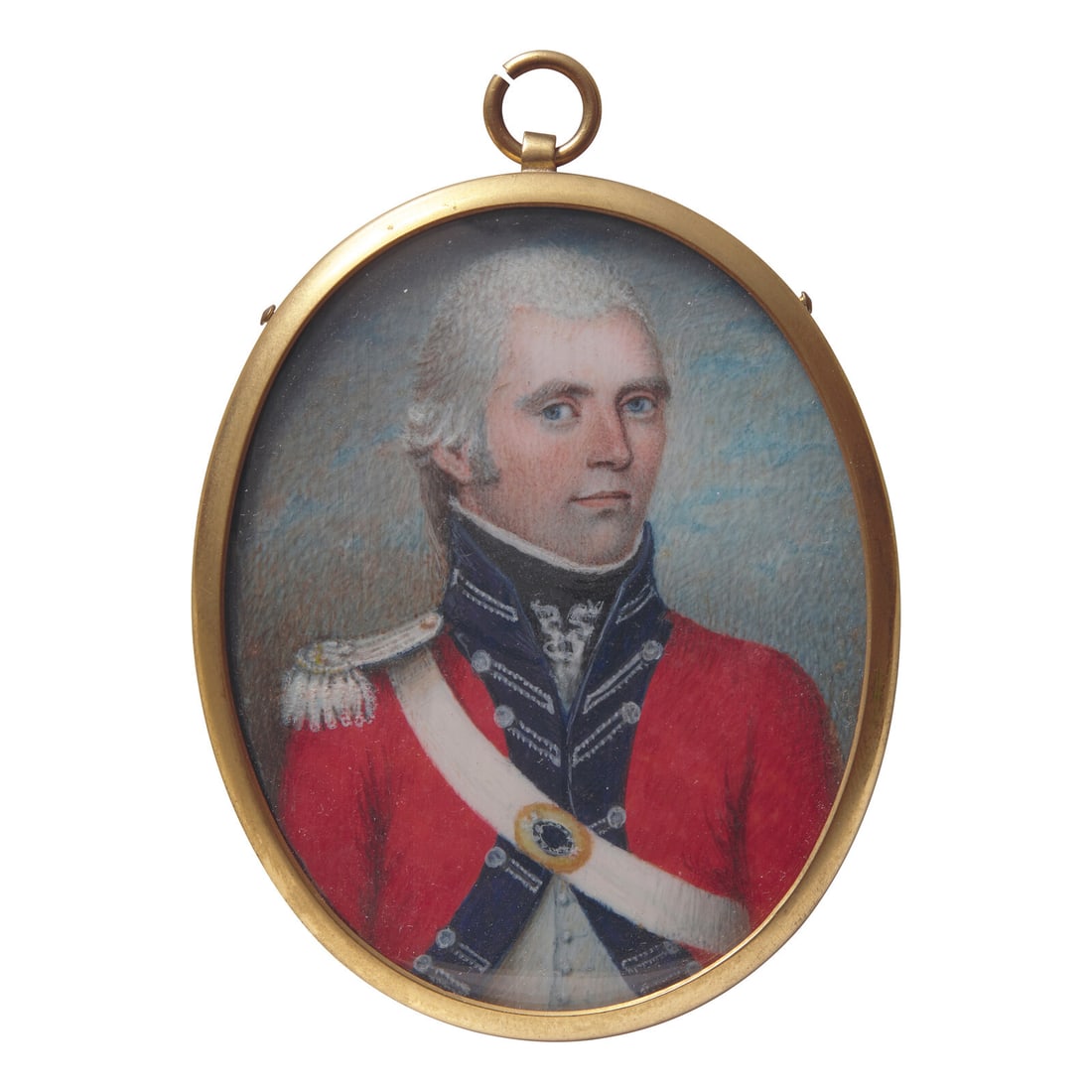 English School 18th Century, A Portrait Miniature of a British Red Coat Officer (1 of 2)