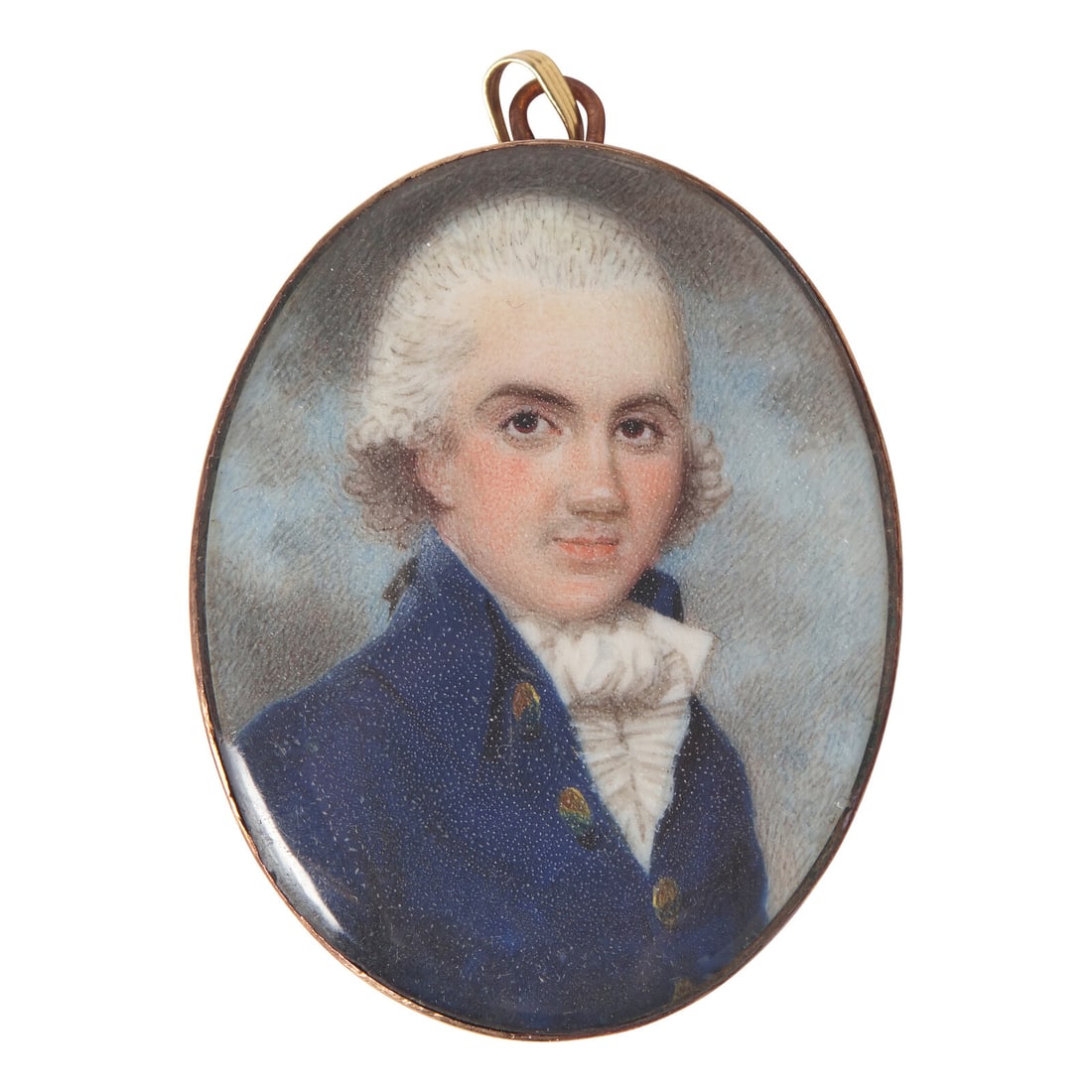 English School 18th Century, A Portrait Miniature of a Gentleman (1 of 2)
