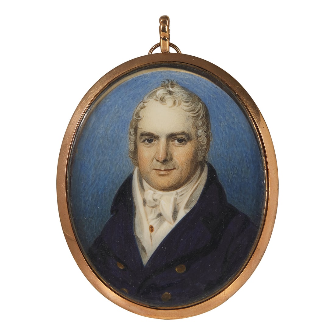 English School 19th Century, A Portrait Miniature of a Gentleman (1 of 2)