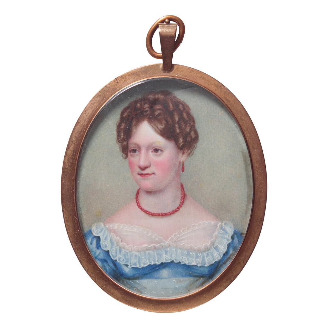 English School 19th Century, A Portrait Miniature of a Woman (1 of 2)