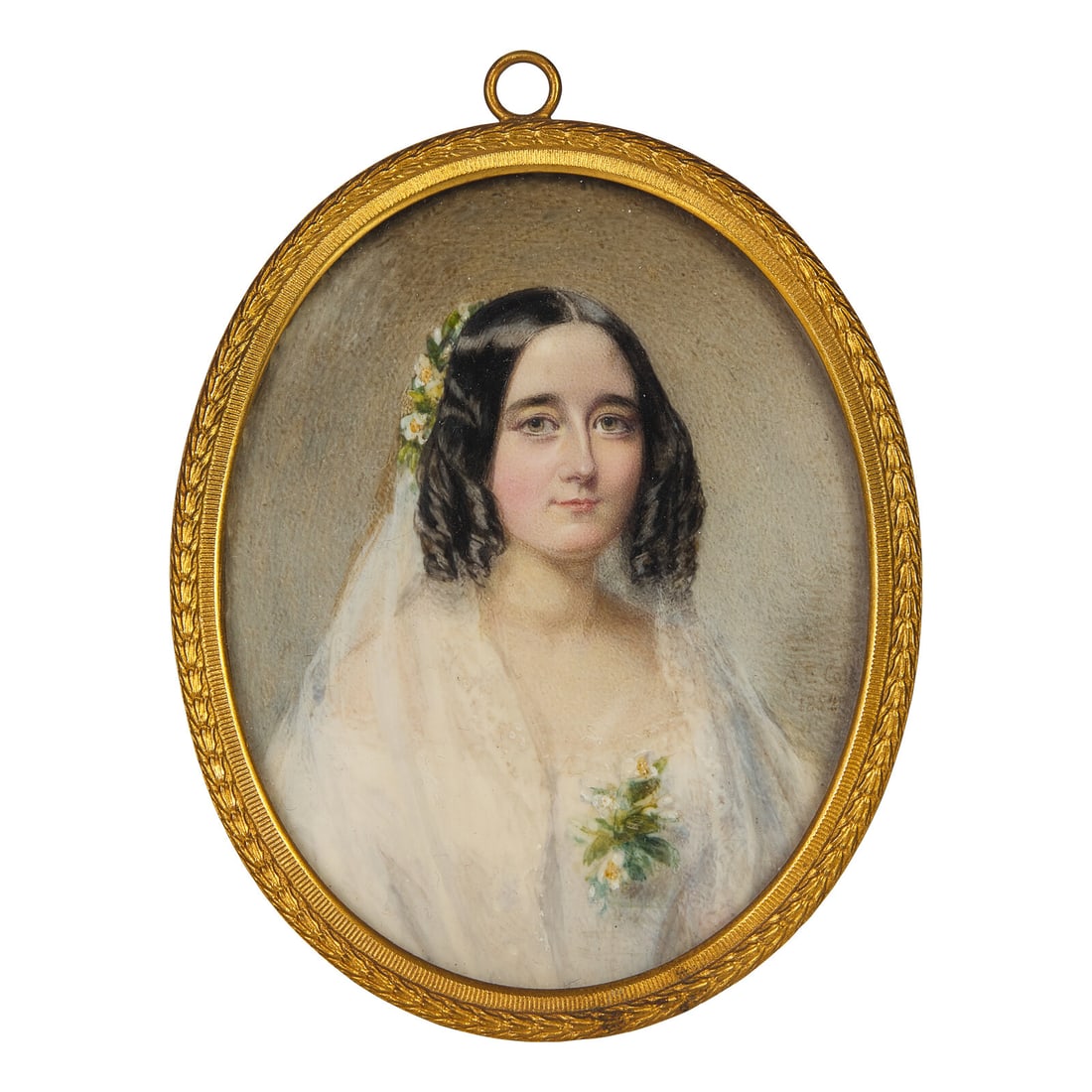 English School 19th Century, A Portrait Miniature of a Woman (1 of 2)