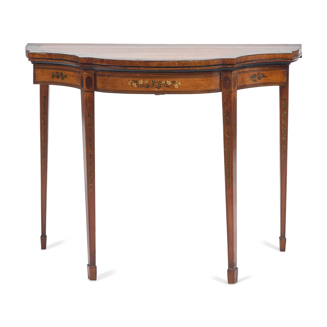 A George III Inlaid and Paint-Decorated Satinwood and Mahogany Games Table (1 of 4)